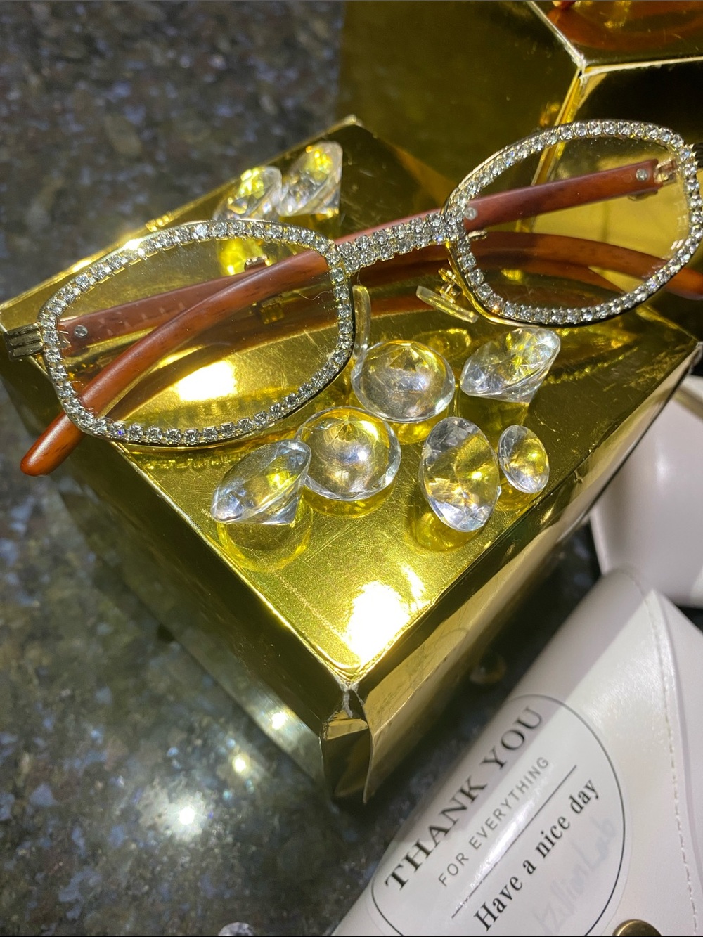 One (1) Millionaire Celebrity French Unisex wooden frame with sparkling lab